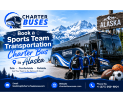 Book a sports team transportation charter bus in Alaska, USA