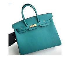 HERMES Birkin 30 Bleu Paon/Rose Lipstick Togo Bag